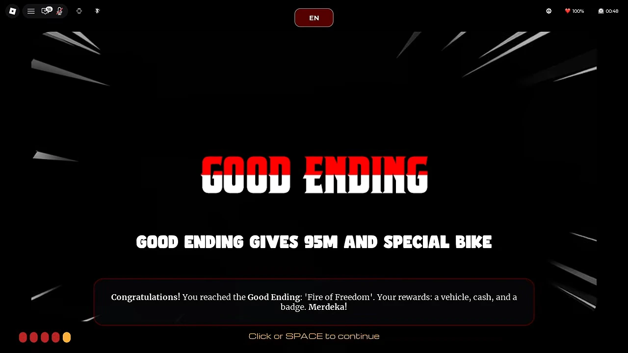 Native dialogue reports the Good Ending Fire of Freedom